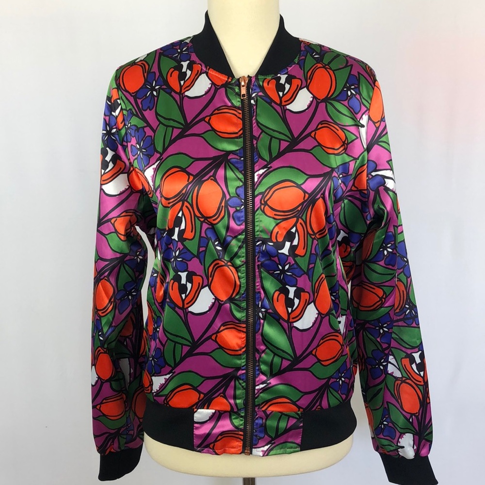 LuLaRoe Vibrant Floral Stevie Bomber Jacket - Size XS